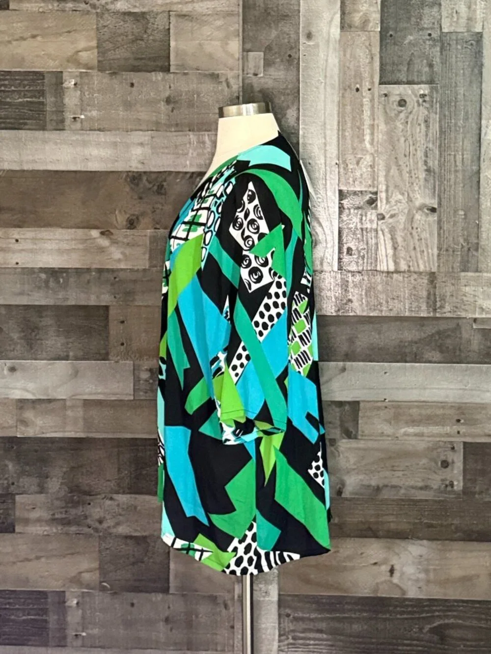 NWT! Bob Mackie blue green geometric wrap 2XLarge stripes stripes polka dot